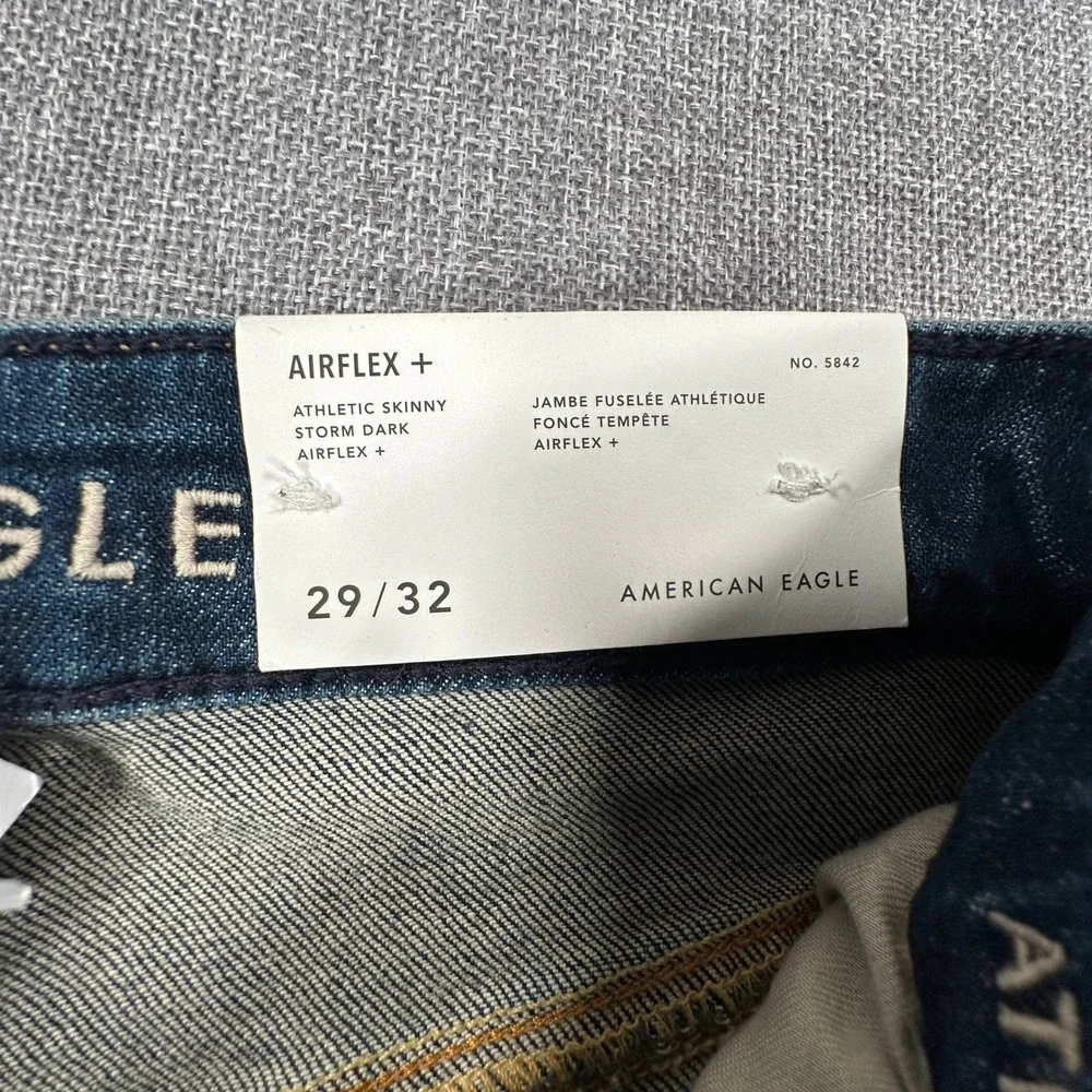 American Eagle Athletic Skinny Jeans Mens 29x32 Dark Blue Airflex Storm Dark NEW